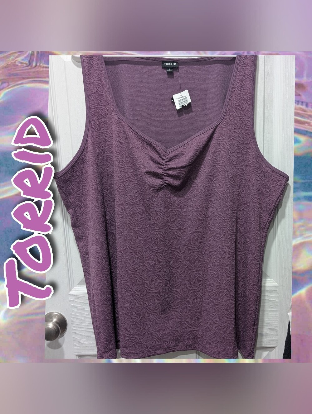 torrid Mauve Textured V-Neck Ruched Tank